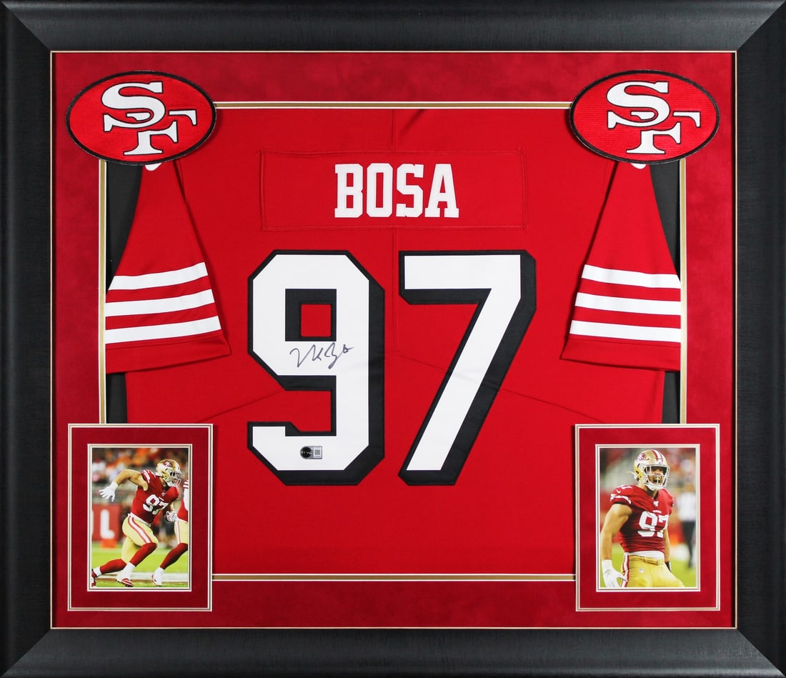 Framed Red Nike Elite Jersey Signed by Nick Bosa BAS Witnessed (1 of 2)