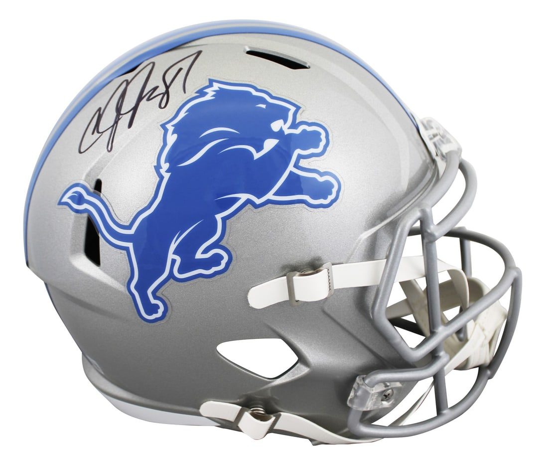 Calvin Johnson Signed 2017-23 Lions Full Size Speed Helmet BAS Authenticated: Calvin Johnson Signed 2017-23 Lions Full Size Speed Helmet BAS Authenticated This autographed 2017-23 Throwback Full Size Speed Replica Helmet features the signature of Calvin Johnson, a celebrated pl