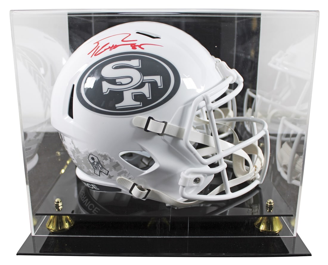 George Kittle autographed 49ers STS III Speed replica helmet with Beckett case: George Kittle autographed 49ers STS III Speed replica helmet with Beckett case Autographed Alternate Salute To Service III Riddell full size Speed replica helmet signed by George Kittle of the San Fra