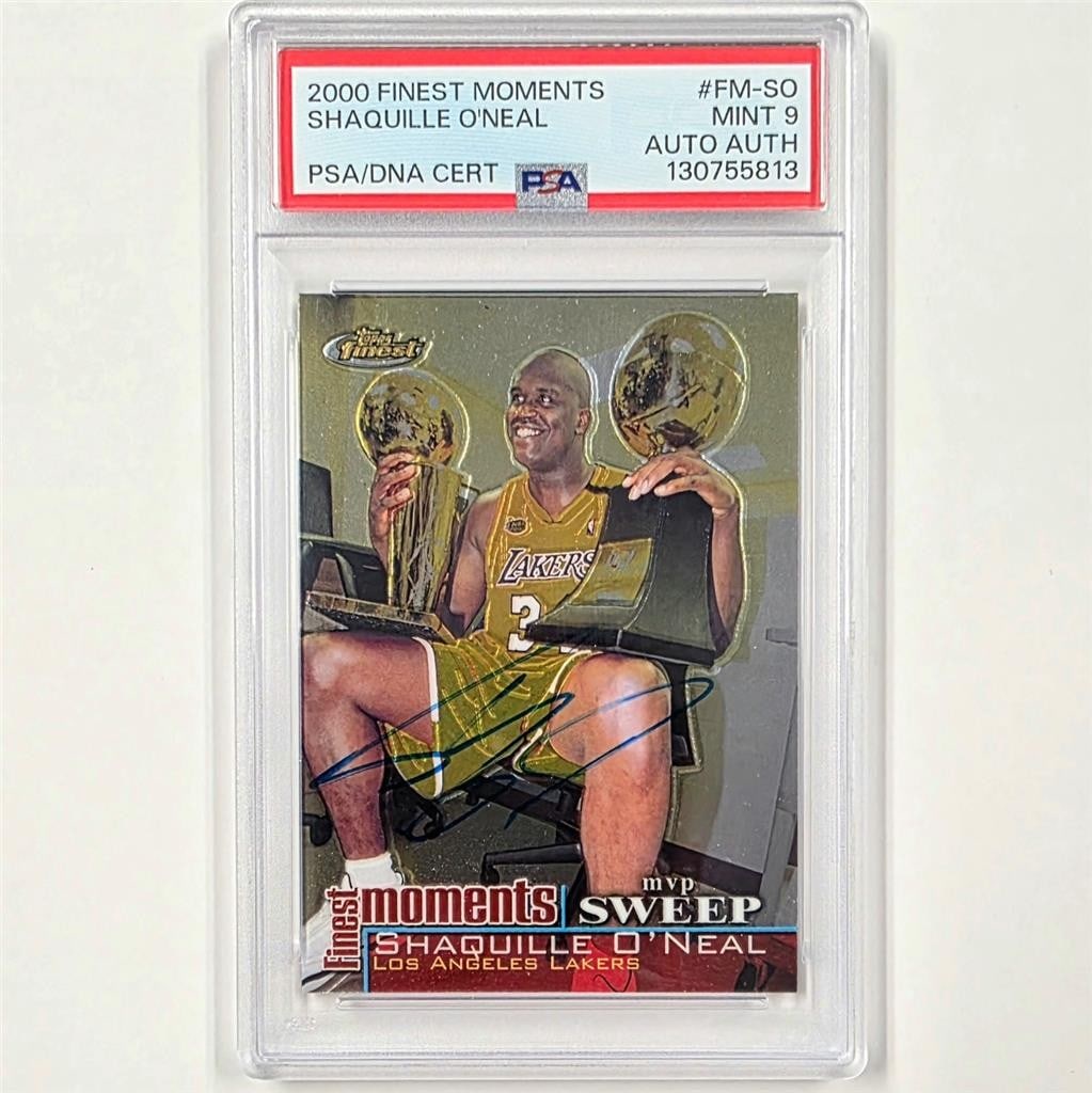 PSA 9 Shaquille O Neal 2000 Topps Finest Moments MVP Sweep Autographed Card (1 of 2)