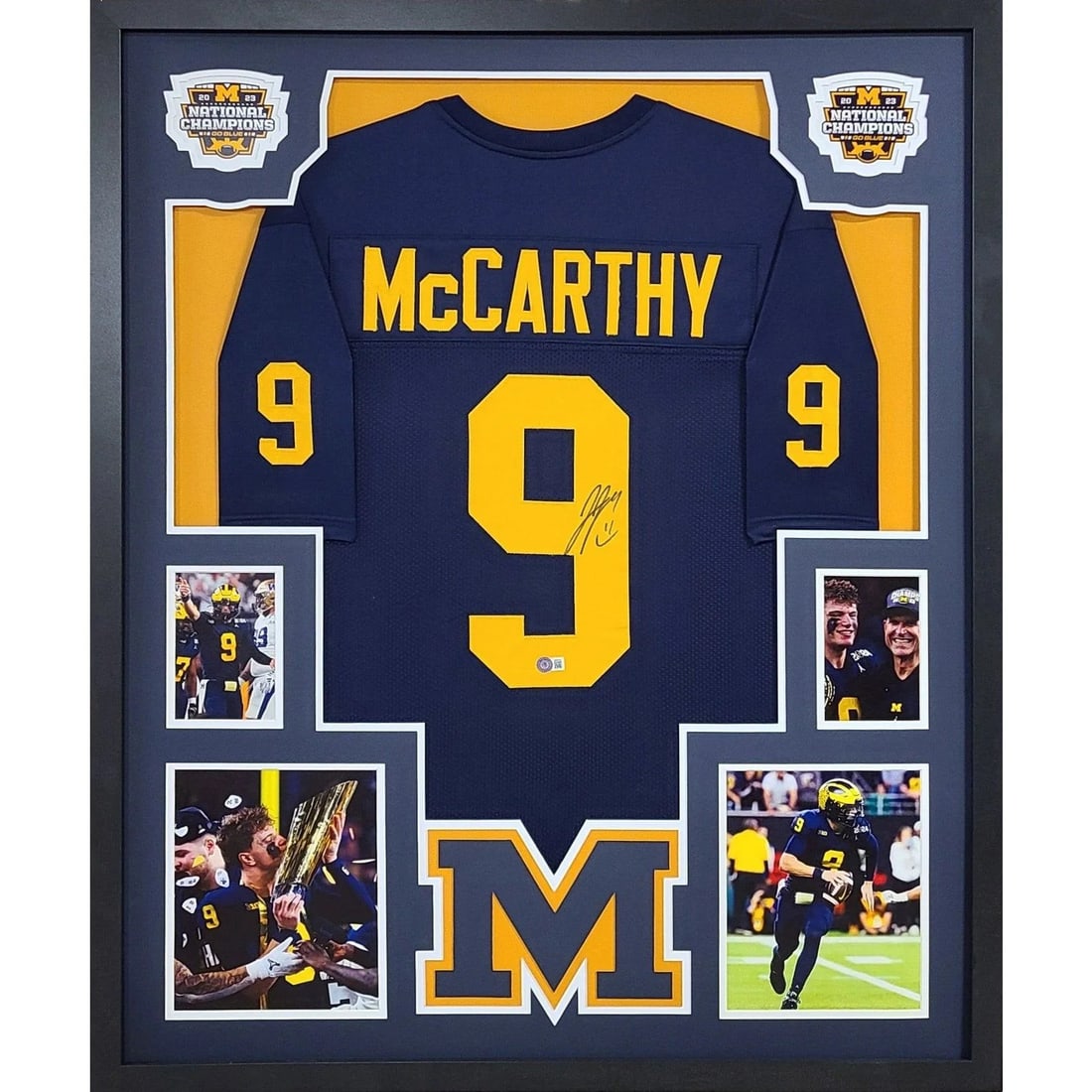 JJ McCarthy Signed Framed Jersey Beckett Authenticated Michigan National Championship (1 of 1)