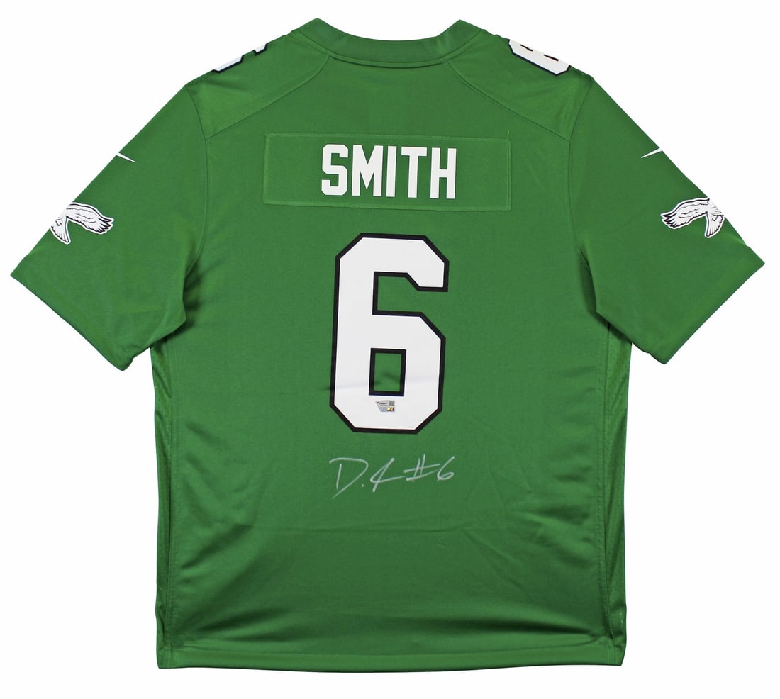 DeVonta Smith Signed Kelly Green Nike Jersey Philadelphia Eagles Fanatics Authenticated: DeVonta Smith Signed Kelly Green Nike Jersey Philadelphia Eagles Fanatics Authenticated Elevate your collection with this authentic Kelly Green Nike Game Jersey personally signed by DeVonta Smith of t