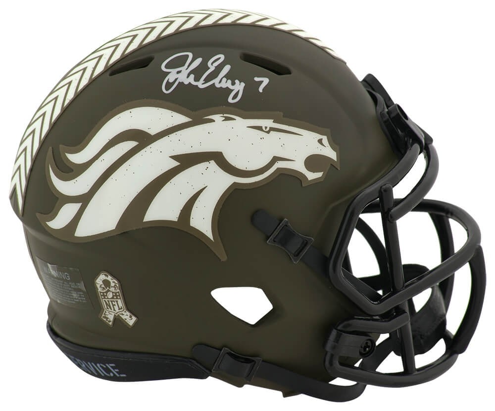 Riddell Speed Mini Helmet Denver Broncos Salute John Elway Autograph (1 of 1)