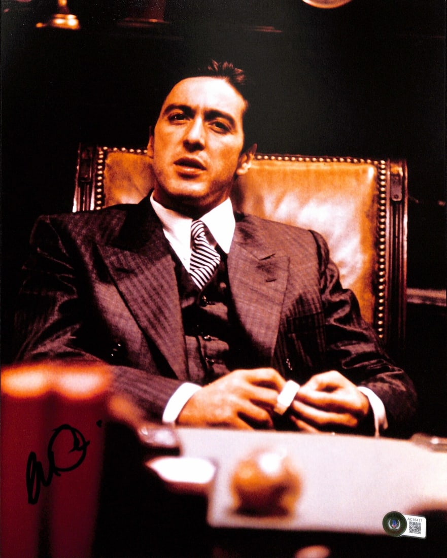 Al Pacino Signed 11x14 Photo The Godfather BAS Authenticated Grade 10: Al Pacino Signed 11x14 Photo The Godfather BAS Authenticated Grade 10 This stunning 11x14 color photograph features a bold autograph by the legendary actor Al Pacino, renowned for his iconic role in T