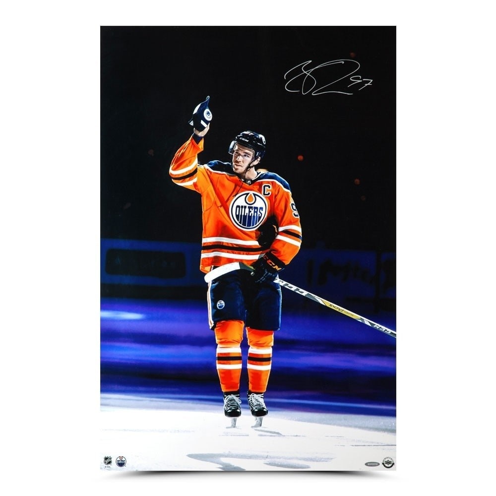 Connor McDavid Autographed 20x30 Photo Opening Night Hat Trick Oilers Upper Deck Authenticated (1 of 4)