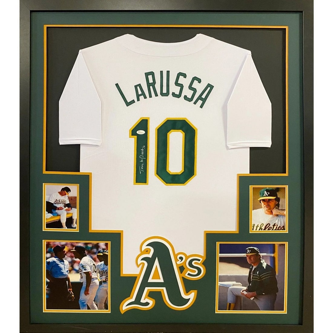 Tony LaRussa Autographed Framed Jersey Oakland Athletics JSA Certified: Tony LaRussa Autographed Framed Jersey Oakland Athletics JSA Certified This framed jersey features an authentic autograph from Tony LaRussa, a distinguished figure in Oakland Athletics history. It is 