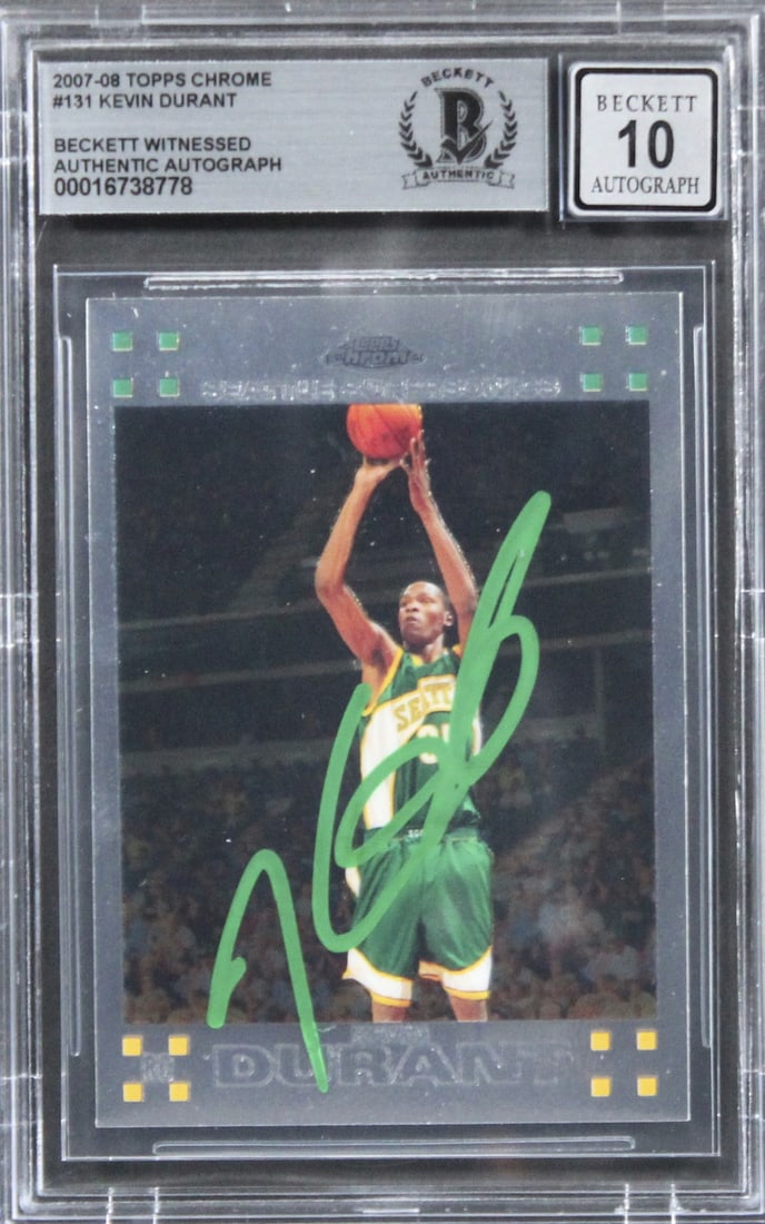 Kevin Durant 2007 Topps Chrome Rookie Card BAS Slabbed Gem Mint 10 (1 of 2)
