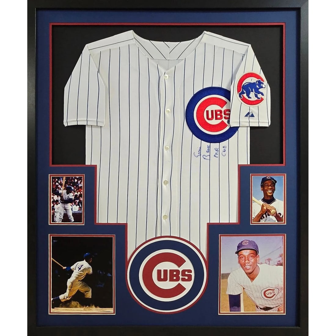 Framed Ernie Banks Autographed Cubs Jersey PSA DNA: Framed Ernie Banks Autographed Cubs Jersey PSA DNA This is a framed Chicago Cubs jersey autographed by Ernie Banks. The jersey has been authenticated by PSA/DNA and features a tamper-proof sticker for