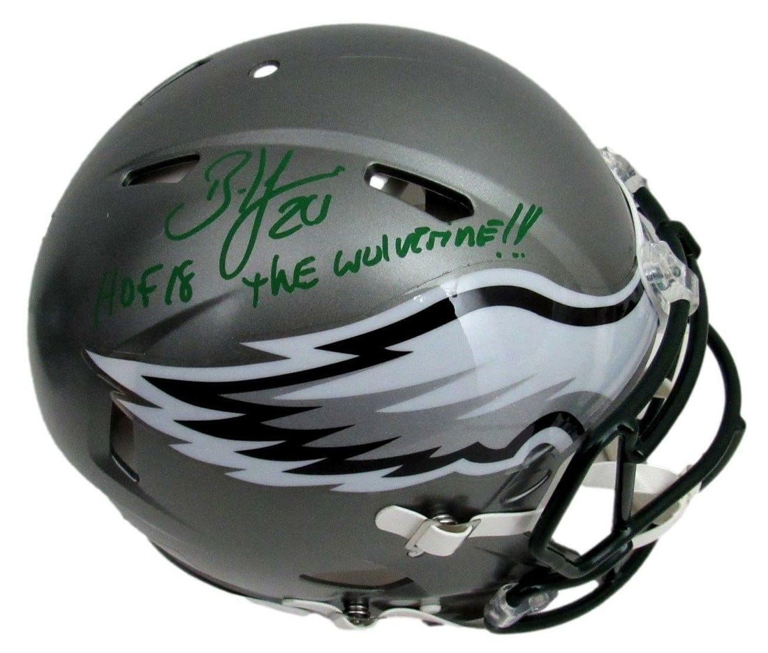 Philadelphia Eagles full size Flash helmet signed by Brian Dawkins BAS Beckett: Philadelphia Eagles full size Flash helmet signed by Brian Dawkins BAS Beckett This is an authentic full-size Philadelphia Eagles Flash helmet, personally signed and inscribed by Brian Dawkins with "H