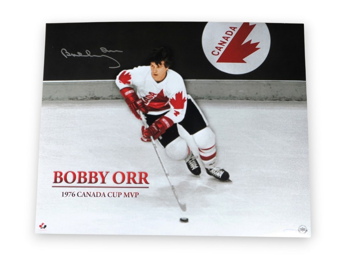 Upper Deck Authenticated Bobby Orr 16X20 Signed Photo Team Canada: Upper Deck Authenticated Bobby Orr 16X20 Signed Photo Team Canada Autographed 16x20 photo featuring Bobby Orr, titled "Skating for Country" and associated with Team Canada. The item is listed as origi