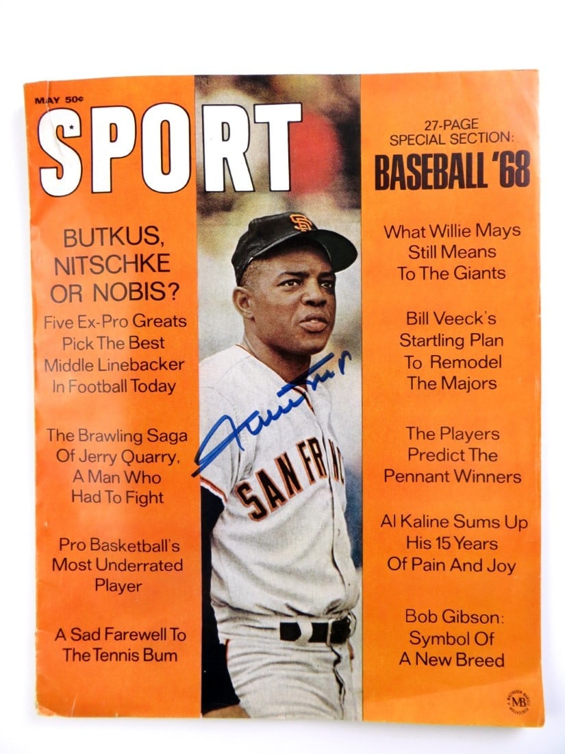 Willie Mays Autographed Magazine May 1968 Giants JSA Authenticated: Willie Mays Autographed Magazine May 1968 Giants JSA Authenticated This original magazine from May 1968 features a signed autograph by the legendary Willie Mays, a celebrated player of the San Francis