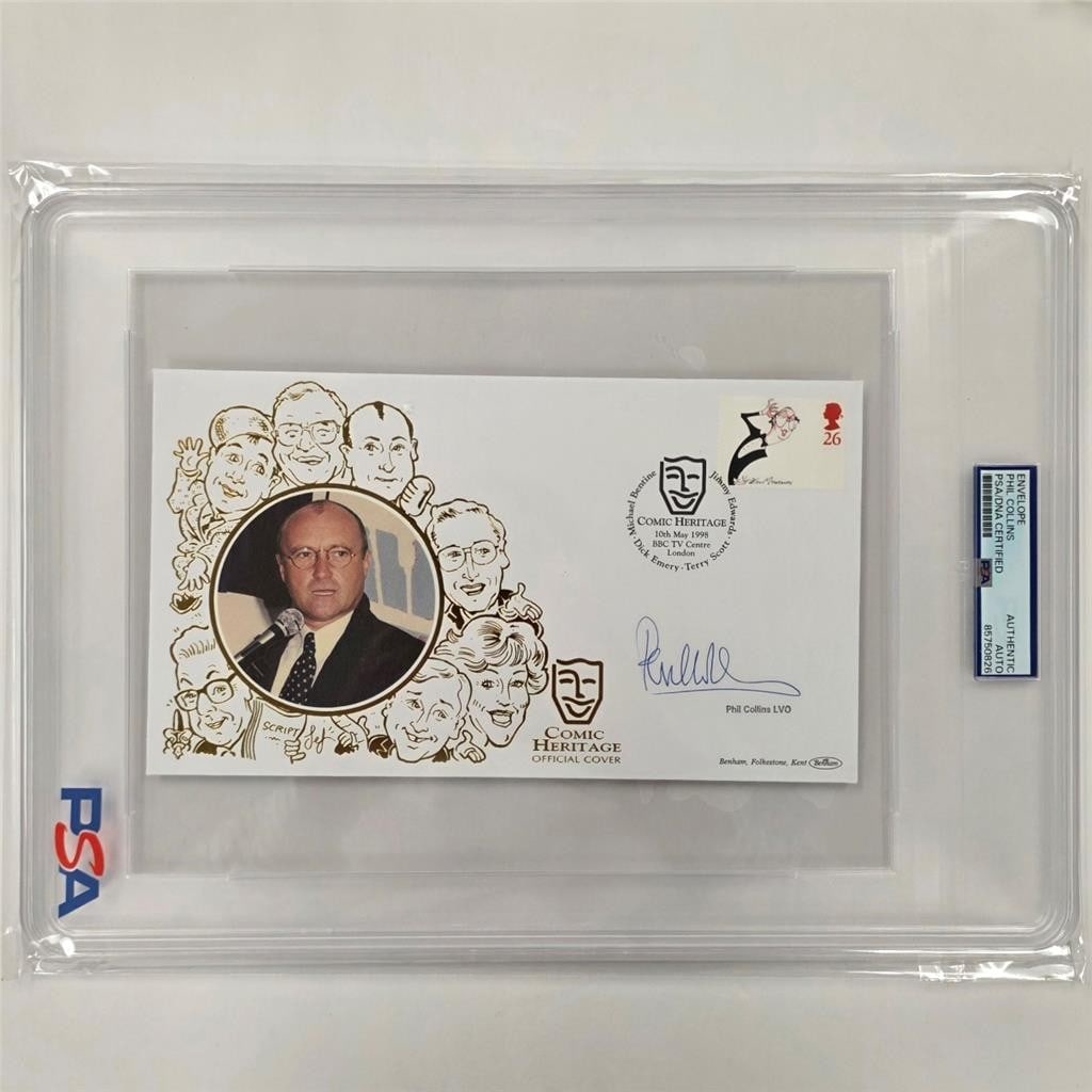 Autographed Heritage Envelope with Phil Collins Signature PSA DNA Slabbed (1 of 4)