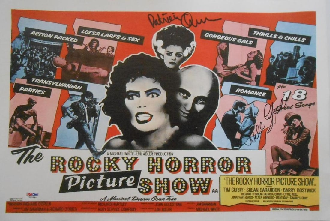 Rocky Horror Picture Show 11x17 Canvas Signed by Patricia Quinn and Nell Campbell with COA: Rocky Horror Picture Show 11x17 Canvas Signed by Patricia Quinn and Nell Campbell with COA This original 11x17 inch canvas from the Rocky Horror Picture Show is signed by Patricia Quinn and Nell Campb