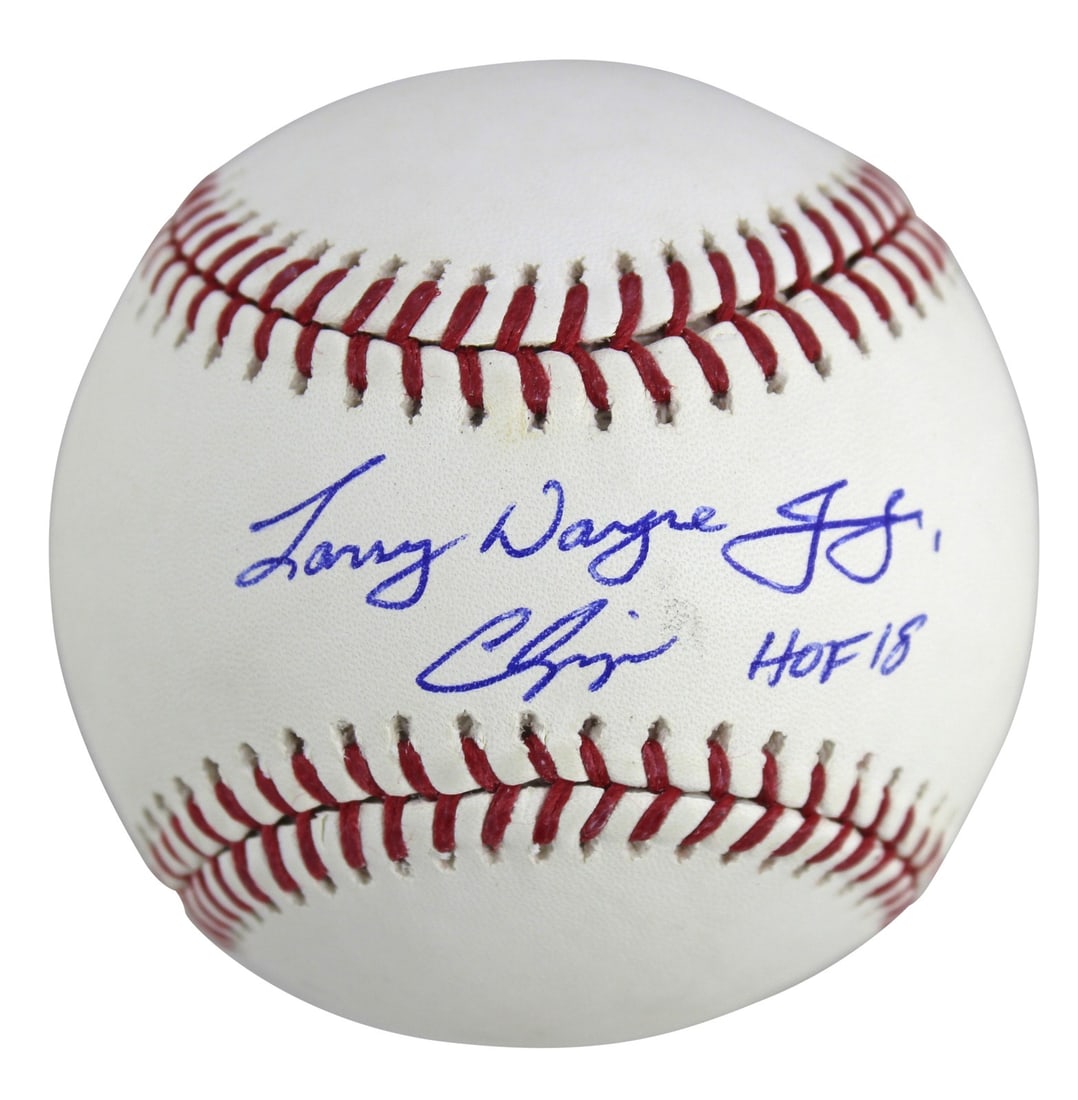 Chipper Jones Jr. Signed OML Baseball HOF 18 PSA Authenticated: Chipper Jones Jr. Signed OML Baseball HOF 18 PSA Authenticated This autographed OML baseball features the signature of Larry Wayne Chipper Jones Jr., a legendary player for the Atlanta Braves, along w