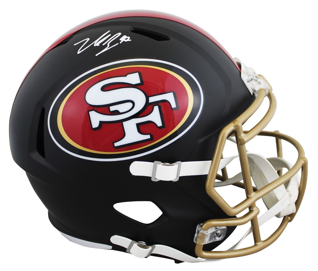 Nick Bosa autographed 49ers full size Speed replica helmet BAS witnessed: Nick Bosa autographed 49ers full size Speed replica helmet BAS witnessed Autographed Riddell full-size Speed replica helmet from the Alternate 2025 Rivalries series, personally signed by Nick Bosa of 