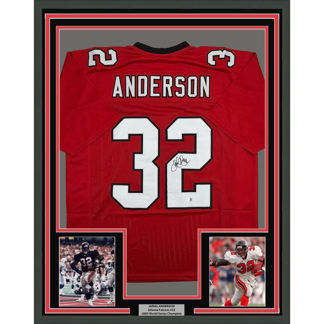 35x39 Framed Jamal Anderson Signed Atlanta Falcons Jersey Beckett COA (1 of 2)