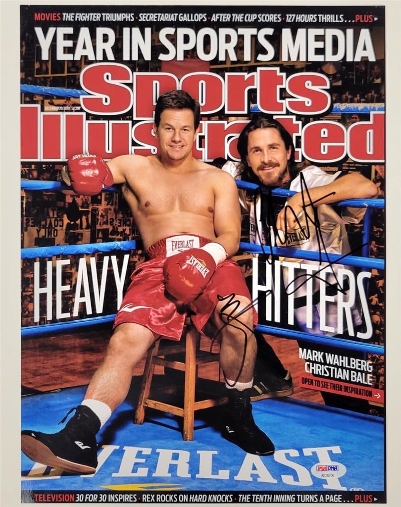 Mark Wahlberg Christian Bale signed 10x14 Fighter photo PSA/DNA: Mark Wahlberg Christian Bale signed 10x14 Fighter photo PSA/DNA This original 10x14 photograph features the autographs of Mark Wahlberg and Christian Bale, capturing a memorable moment from the film '