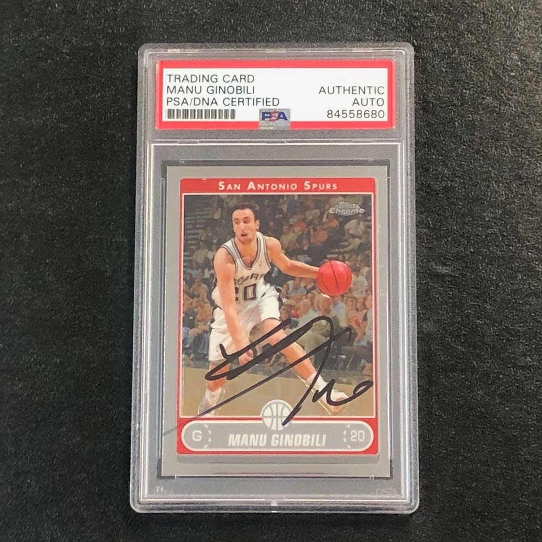 Manu Ginobili Signed 2006-07 Topps Chrome #78 Basketball Card PSA Authenticated: Manu Ginobili Signed 2006-07 Topps Chrome #78 Basketball Card PSA Authenticated This is a 2006-07 Topps Chrome Basketball #78 trading card featuring Manu Ginobili of the San Antonio Spurs. The card is