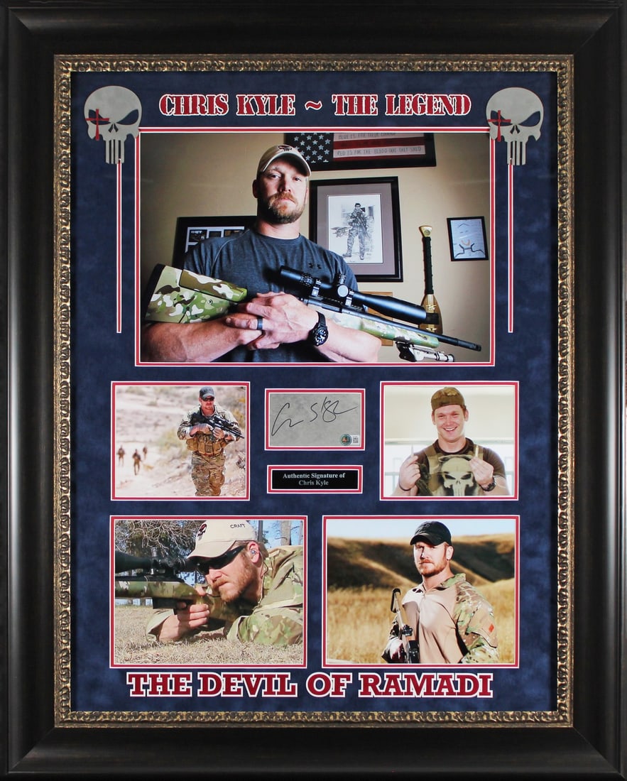 Chris Kyle Signed Framed Cut Signature with Beckett COA: Chris Kyle Signed Framed Cut Signature with Beckett COA This stunning piece features an authentic cut signature personally signed by Chris Kyle, renowned for his service as a Navy SEAL and his compell