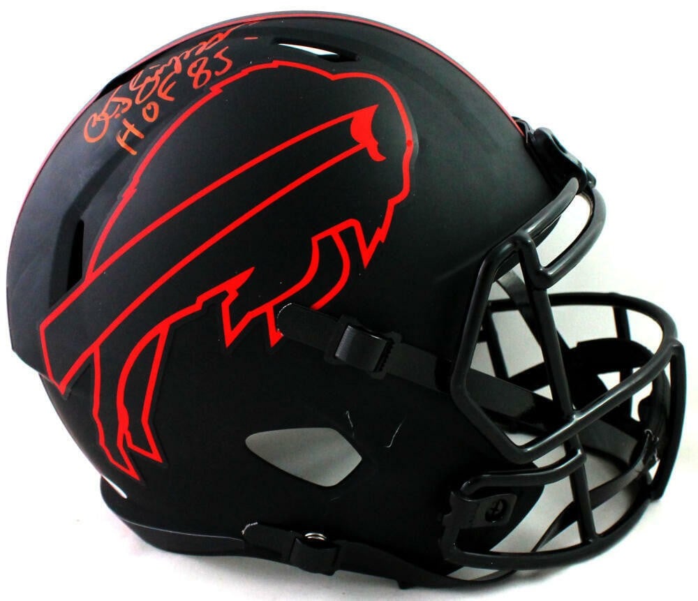 Buffalo Bills Full Size Eclipse Helmet Signed by OJ Simpson JSA Auth: Buffalo Bills Full Size Eclipse Helmet Signed by OJ Simpson JSA Auth Autographed Buffalo Bills full-size Eclipse helmet signed by OJ Simpson. The item is marked as original and is accompanied by JSA a