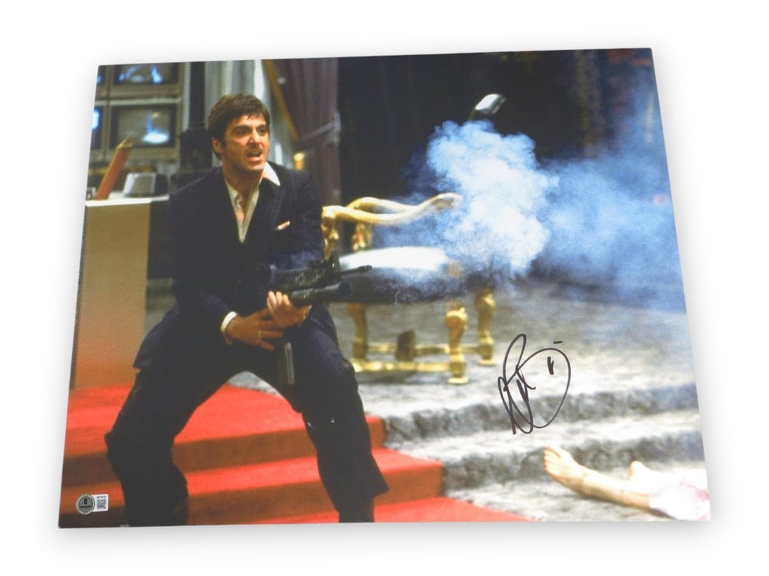 Al Pacino autographed Scarface 16X20 canvas photo BAS authenticated: Al Pacino autographed Scarface 16X20 canvas photo BAS authenticated Autographed 16x20 canvas photograph signed by Al Pacino. The piece is professionally mounted and ready for framing as shown. It is a