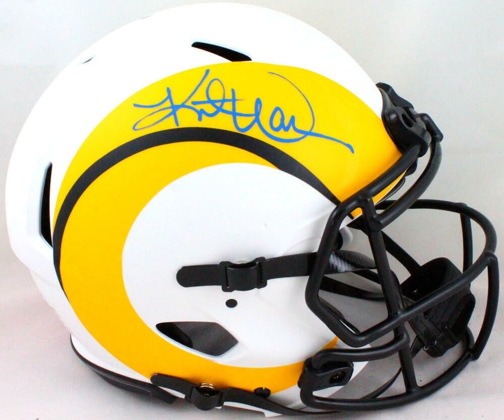 Beckett Witness Kurt Warner signed St. Louis Rams Lunar Speed helmet (1 of 5)