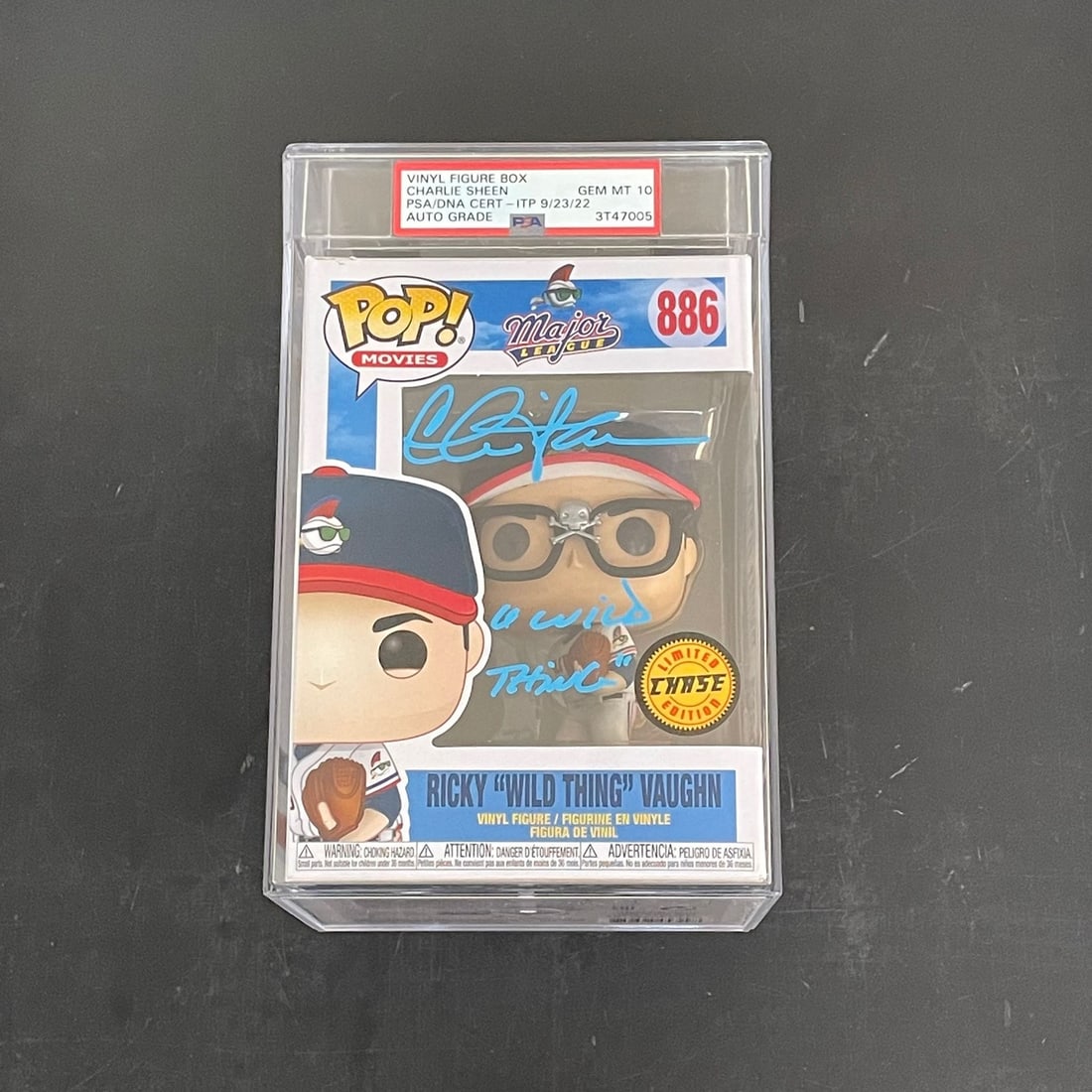 PSA 10 Charlie Sheen Autographed Funko Pop Ricky Vaughn Chase: PSA 10 Charlie Sheen Autographed Funko Pop Ricky Vaughn Chase This Funko Pop collectible features Ricky Vaughn from the movie Major League and has been personally signed by Charlie Sheen. The autograp