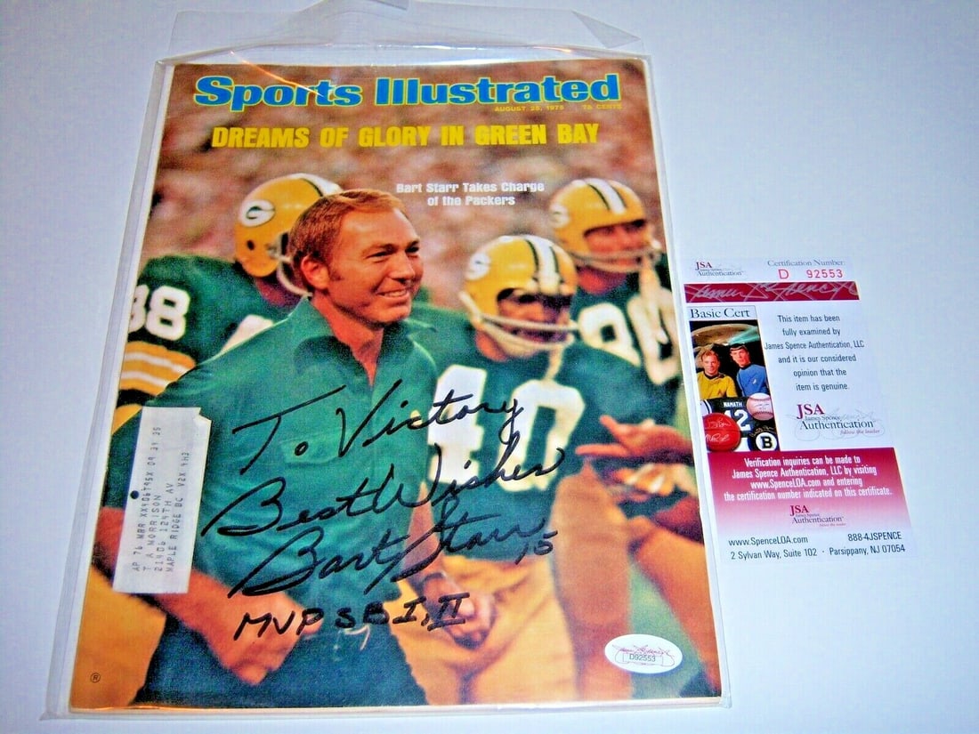 Signed Sports Illustrated magazine Bart Starr Packers HOF: Signed Sports Illustrated magazine Bart Starr Packers HOF This is an original Sports Illustrated magazine featuring Green Bay Packers quarterback Bart Starr. The magazine is signed and includes Hall o