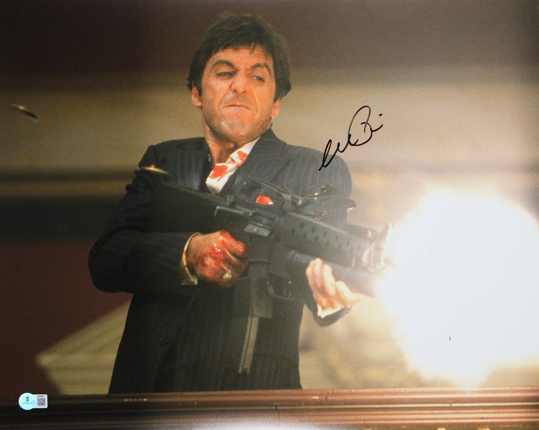 Al Pacino signed Scarface 16x20 photo Beckett BAS authenticated: Al Pacino signed Scarface 16x20 photo Beckett BAS authenticated This is an original 16x20 horizontal photograph from Scarface, personally signed by Al Pacino. The autograph is authenticated by Beckett