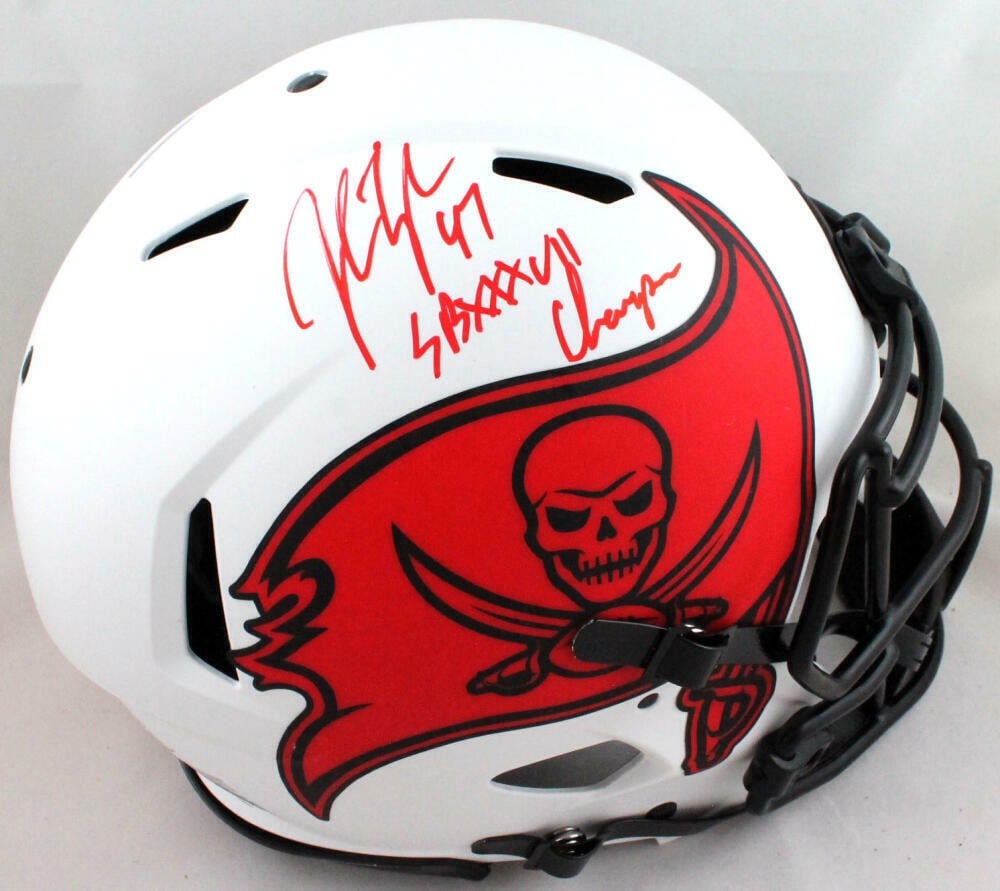 Tampa Bay Buccaneers Lunar Full Size Helmet Signed by John Lynch Beckett (1 of 9)