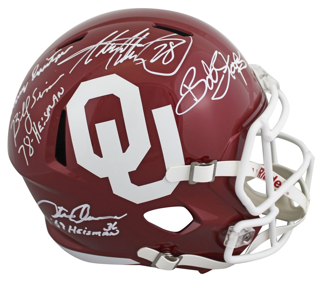 Oklahoma Sooners full size speed replica helmet signed by 5 BAS witnessed (1 of 4)
