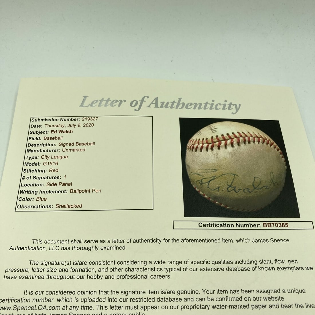 Ed Walsh signed MLB baseball JSA authenticated - 5