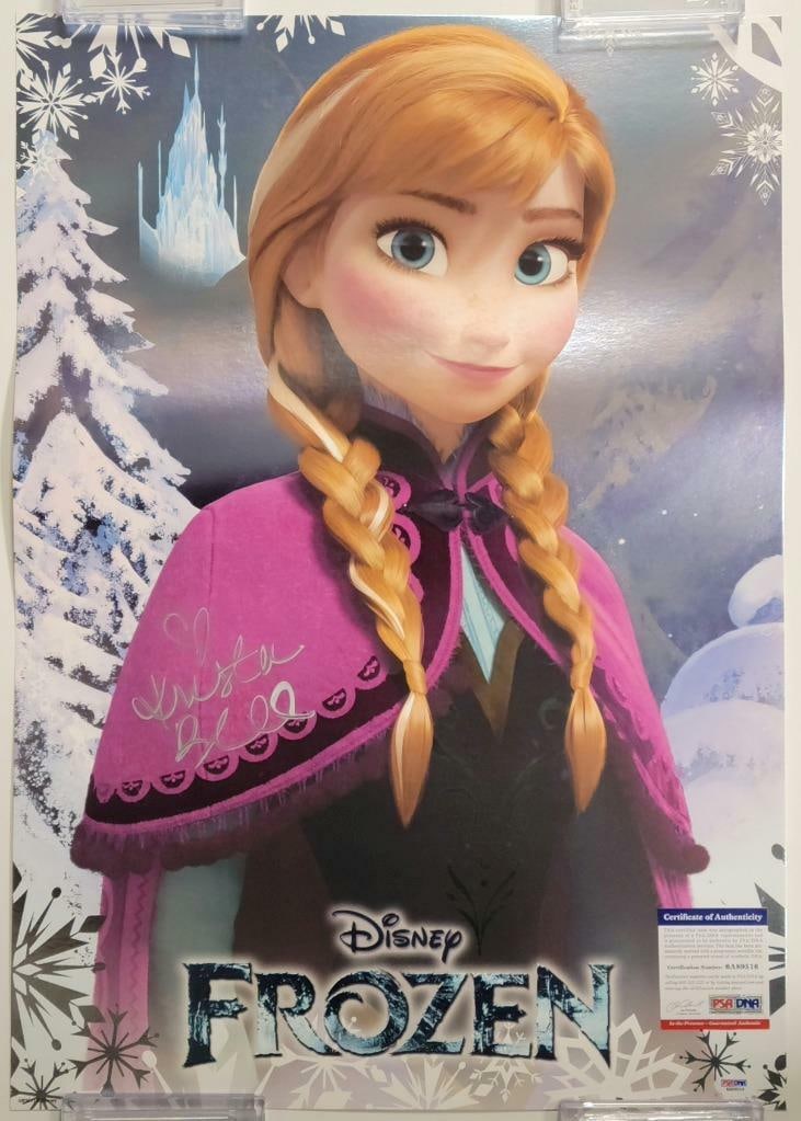 18.5x26 Photograph Signed by Kristen Bell as Anna with Beckett Authentication: 18.5x26 Photograph Signed by Kristen Bell as Anna with Beckett Authentication This original 18.5x26 photograph features Anna from Frozen and is hand-signed by Kristen Bell. The autograph is