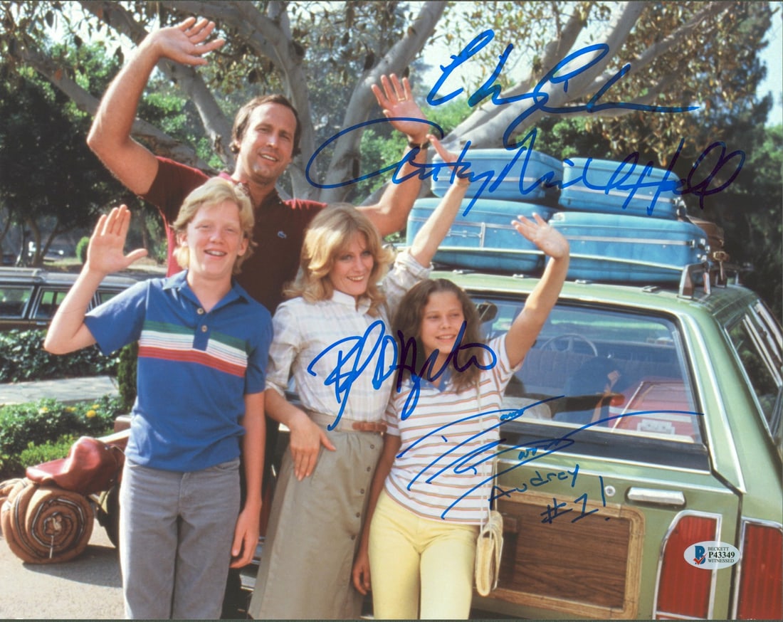 11x14 National Lampoon's Vacation Photo Signed by 4 Cast Members Beckett: 11x14 National Lampoon's Vacation Photo Signed by 4 Cast Members Beckett Autographed 11x14 photograph from National Lampoon's Vacation, personally signed by Chevy Chase, Beverly D'Angelo, Anthony Mich