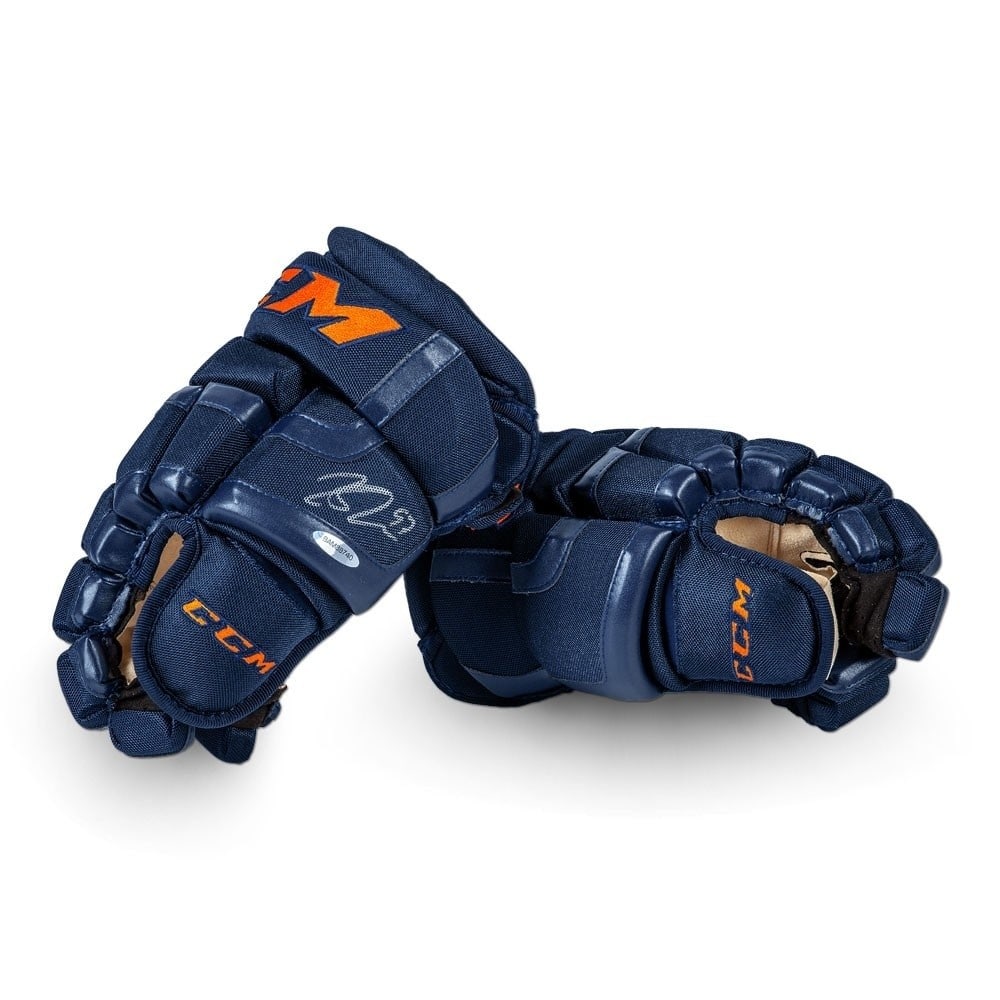 Connor McDavid Autographed CCM 2017 Navy Hockey Gloves Oilers Upper Deck Authenticated (1 of 4)