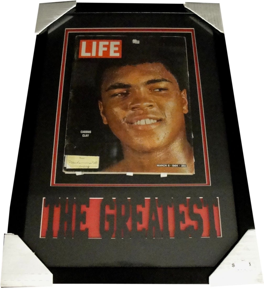 Framed Muhammad Ali Signed Cut with Life Magazine and Global Authentication (1 of 4)