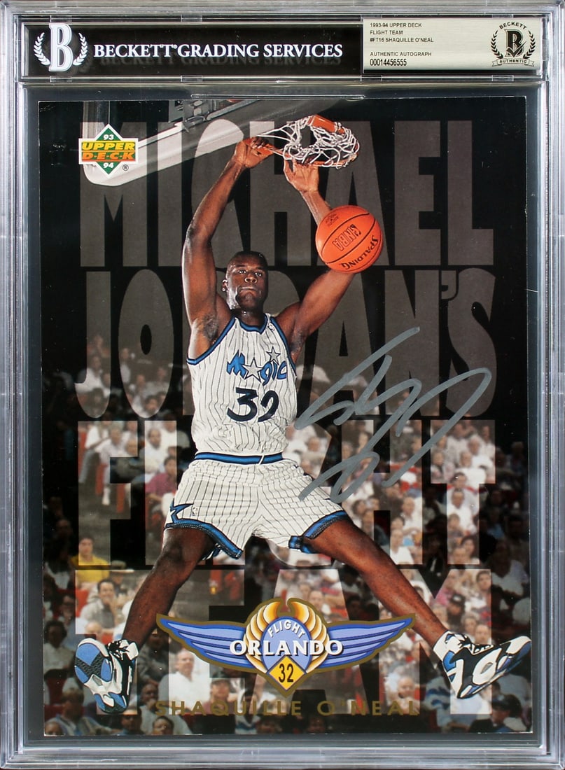 Shaquille O'Neal autographed 1993 Upper Deck Flight Team FT16 Beckett slabbed card (1 of 2)