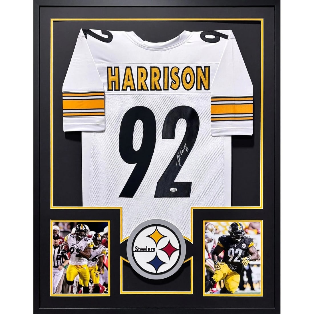 Framed James Harrison Steelers autographed jersey JSA authenticated (1 of 2)
