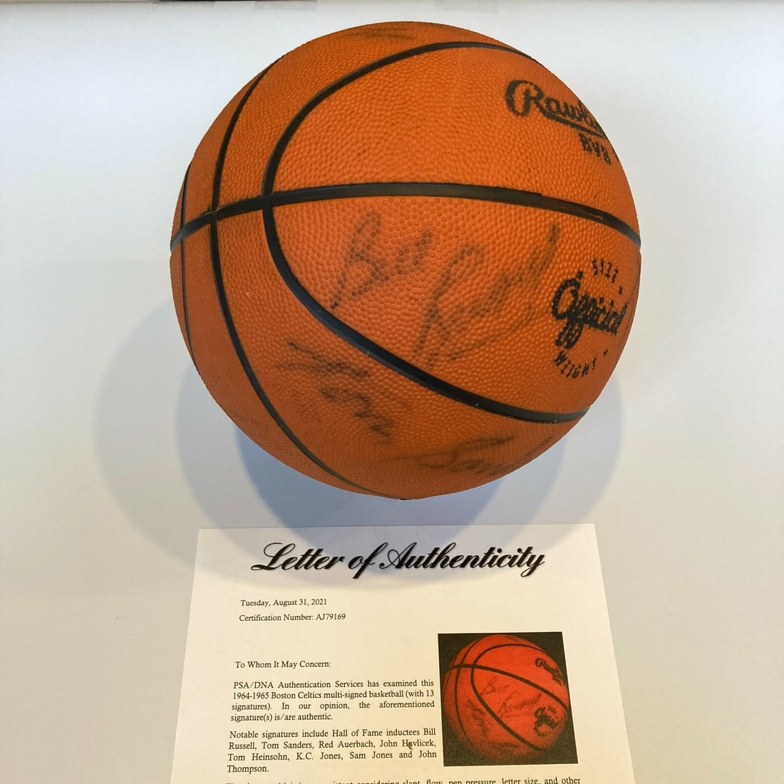1964-65 Boston Celtics Team Signed Basketball Bill Russell PSA DNA COA (1 of 10)