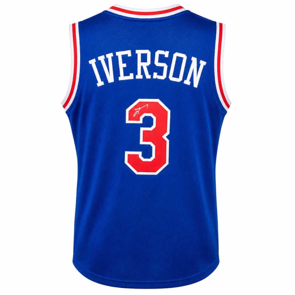 Philadelphia 76ers Allen Iverson Autographed Blue Custom Jersey COA: Philadelphia 76ers Allen Iverson Autographed Blue Custom Jersey COA Signed royal blue custom basketball jersey featuring Allen Iverson and the Philadelphia 76ers. The jersey is identified as original 