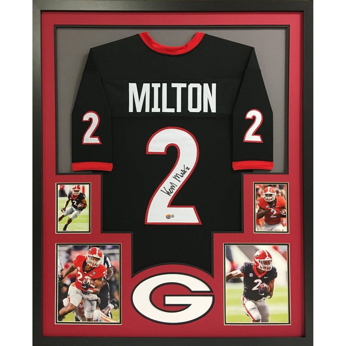 Framed Georgia Jersey Signed by Kendall Milton Beckett BAS Authenticated: Framed Georgia Jersey Signed by Kendall Milton Beckett BAS Authenticated This is an original Georgia jersey autographed by Kendall Milton. The jersey is professionally framed and authenticated by Beck