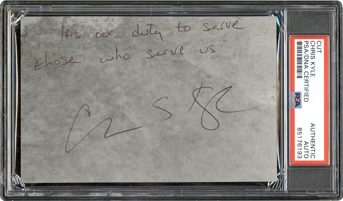 Chris Kyle autographed cut with inscription 3.5x5.5 PSA DNA slabbed (1 of 2)