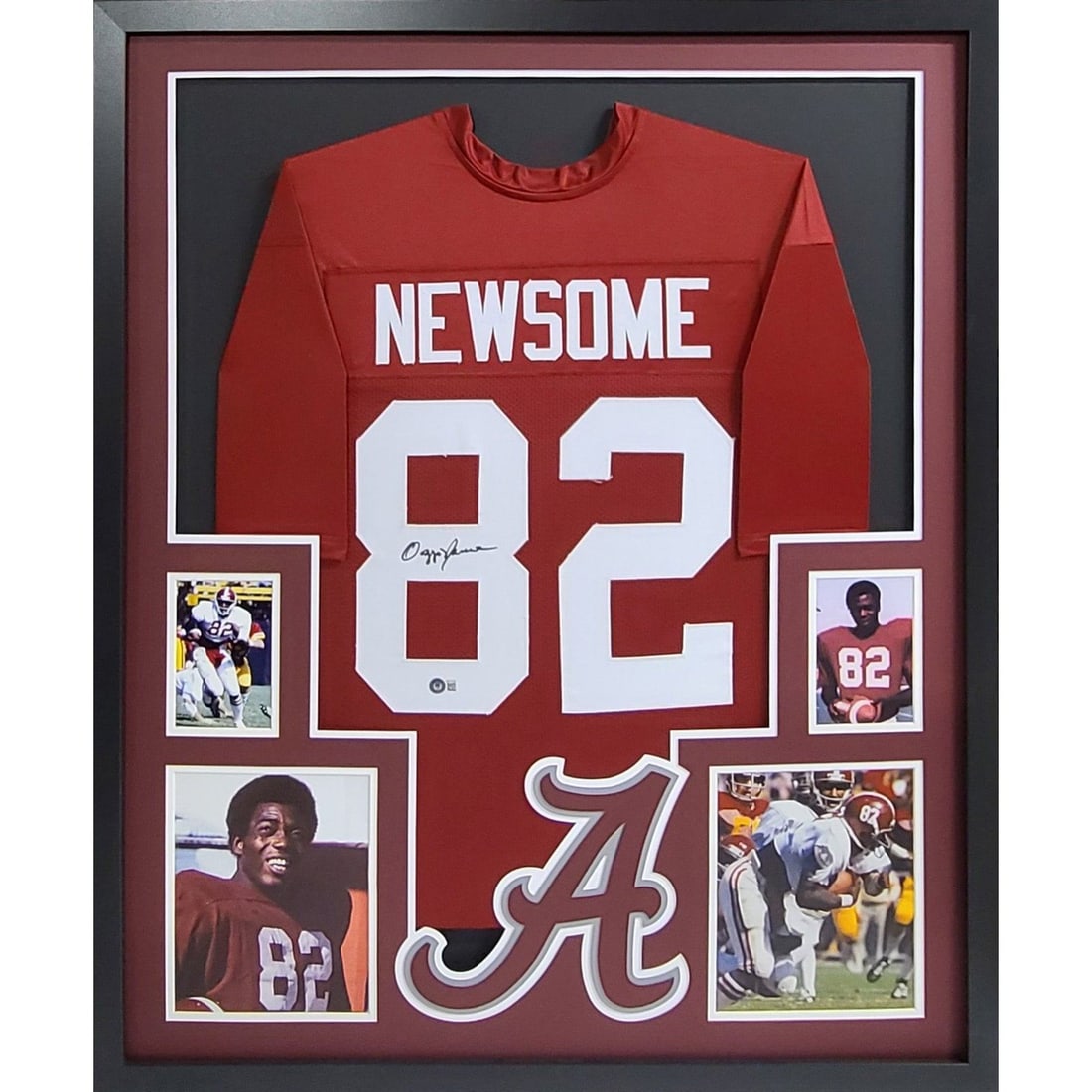 Framed Ozzie Newsome Alabama Jersey Signed With Beckett Authentication: Framed Ozzie Newsome Alabama Jersey Signed With Beckett Authentication This framed Alabama jersey is autographed by Ozzie Newsome and authenticated by Beckett. The display features detailed framing an