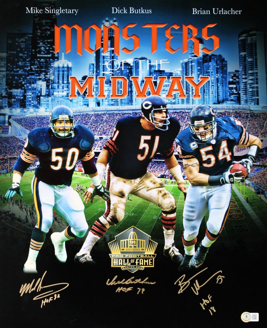 Chicago Bears 16x20 Original Photo Signed by Butkus Singletary Urlacher Beckett (1 of 1)