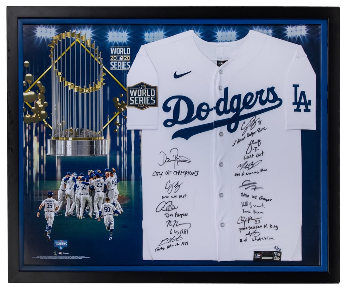 2020 Dodgers Team Signed Jersey Display Limited Edition Fanatics: 2020 Dodgers Team Signed Jersey Display Limited Edition Fanatics Celebrate the historic 2020 World Series Championship with this original team-signed jersey from the Los Angeles Dodgers. This exclusiv