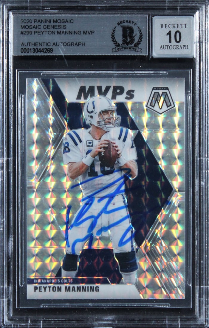 Peyton Manning Autographed 2020 Panini Mosaic #299 BAS Slabbed (1 of 2)