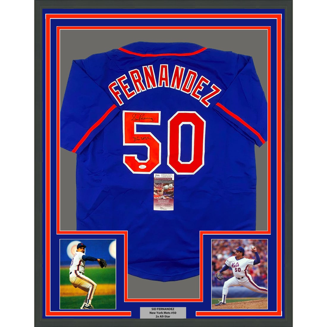 Sid Fernandez signed Mets jersey framed JSA COA 33x42 (1 of 2)