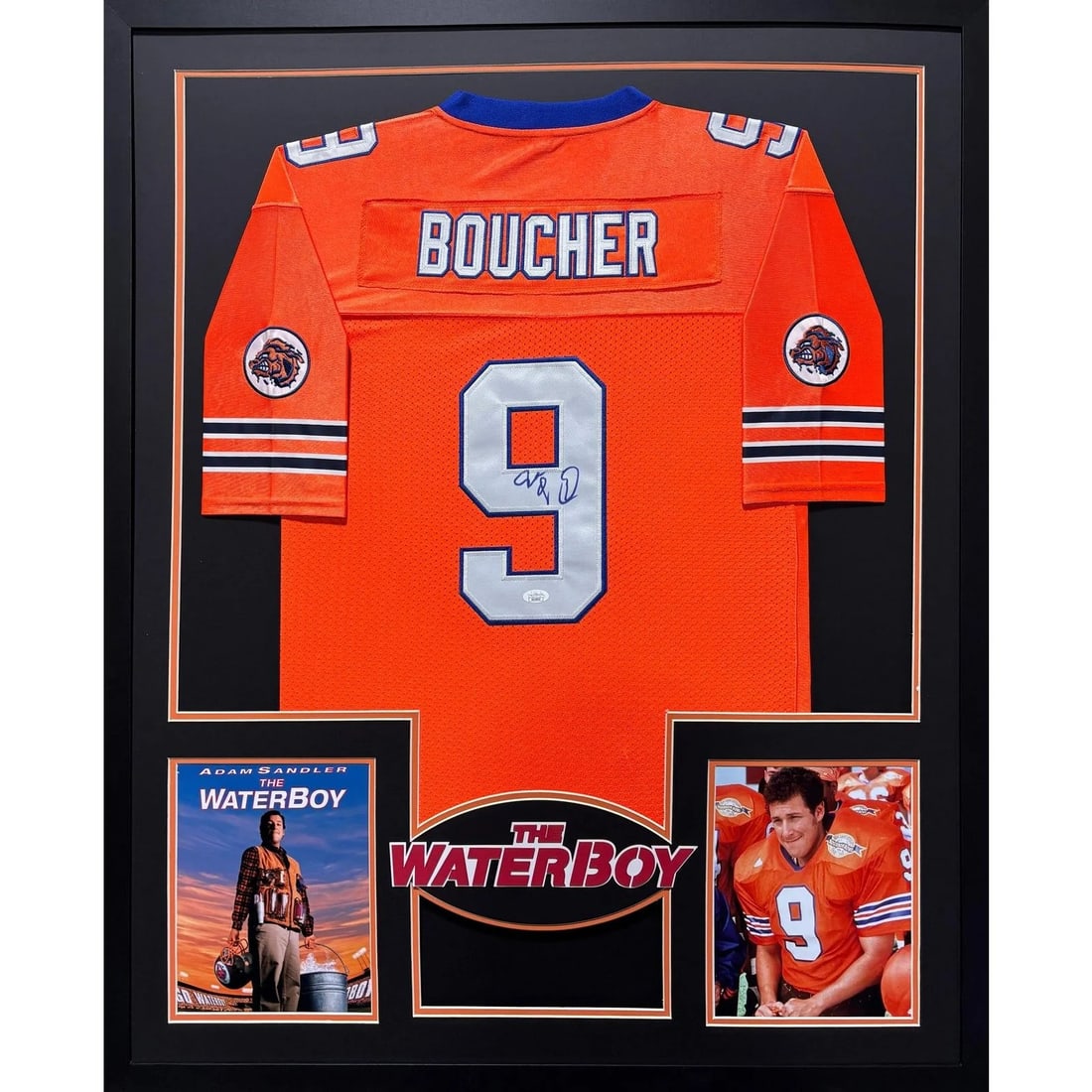 Adam Sandler Autographed Framed Jersey JSA Bobby Boucher The Waterboy: Adam Sandler Autographed Framed Jersey JSA Bobby Boucher The Waterboy Celebrate one of the most beloved characters in comedy with this autographed Adam Sandler framed jersey from 'The Waterboy'. This 