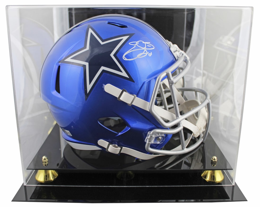 Emmitt Smith Autographed Dallas Cowboys Flash Speed Replica Helmet With BAS Witness Case: Emmitt Smith Autographed Dallas Cowboys Flash Speed Replica Helmet With BAS Witness Case This Dallas Cowboys alternate flash Riddell full-size Speed replica helmet features a hand-signed autograph