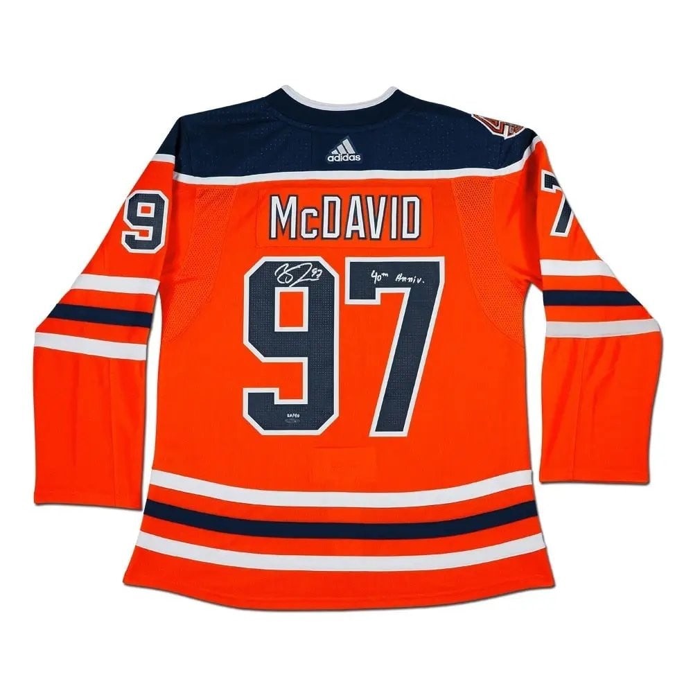 Connor McDavid Autographed Authentic Jersey Edmonton Oilers Limited random out of #/40: Connor McDavid Autographed Authentic Jersey Edmonton Oilers Limited random out of #/40 Celebrate the legacy of Connor McDavid with this authentic Edmonton Oilers jersey, personally signed by the star 